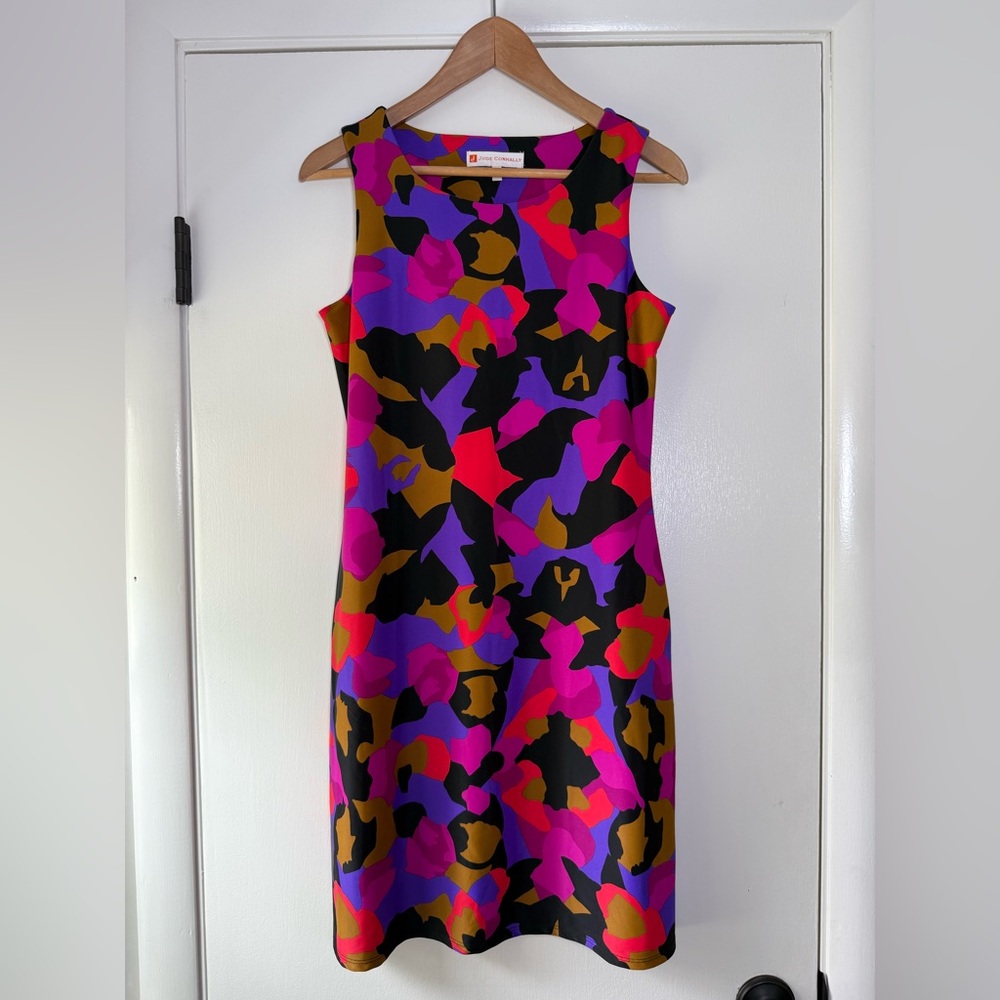 Jude Connally Beth Sleeveless Sheath Dress Bright Camo Summer Coquette Preppy